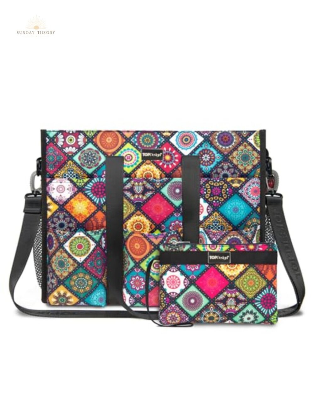 Utility Water Resistant Tote Bag with 22 Pockets, Top Zipper, 2-Piece Set